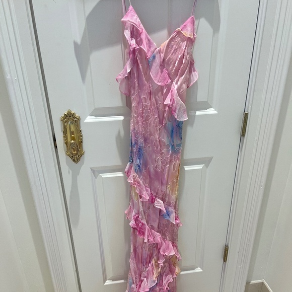 LoveShackFancy Rialto Floral Chiffon Maxi Dress in Candy Sparkle, Size 6 - Picture 2 of 6